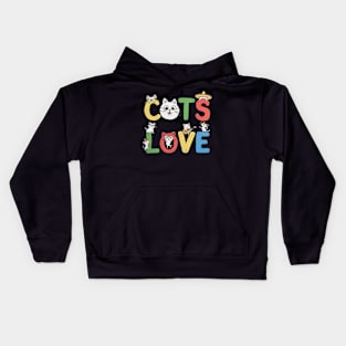 Cats Love funny cat lover shirt Kids Hoodie